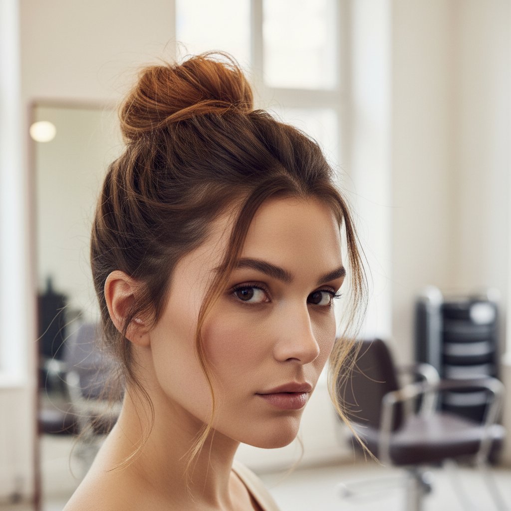 The Science of the Top Knot: Why it Works for Angular Faces | Styling ...